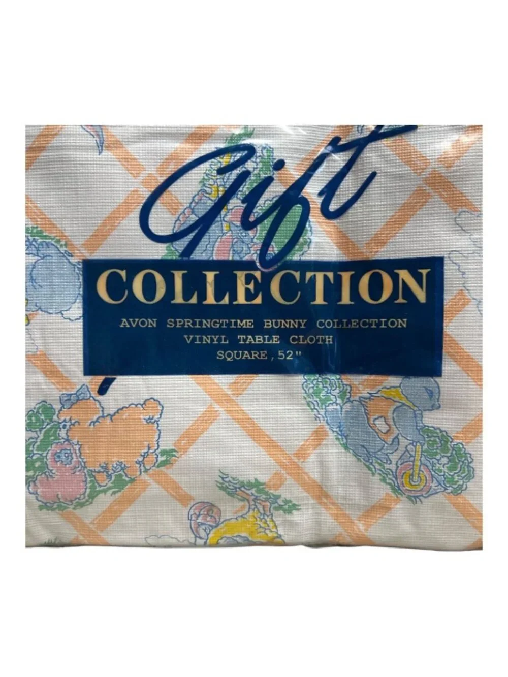 Avon Easter Gift Collection Table Cloth Vinyl Springtime Bunny Duck 52